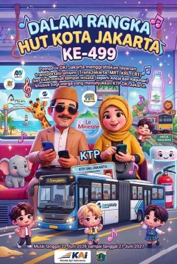 Rayakan HUT ke-499, Pemprov DKI Gratiskan Transportasi Umum dan Tiket Wisata.