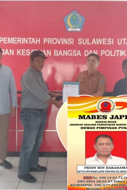 NGO Mabes Japri Sulawesi Utara Resmi Mendaftar di Kesbangpol.
